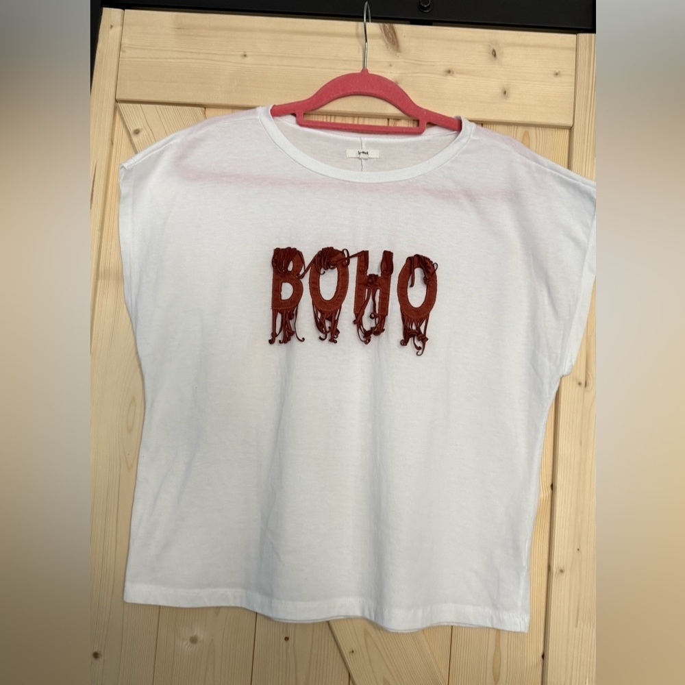 TopMark White "BOHO" Graphic Muscle Tee - Large - Picture 2 of 6